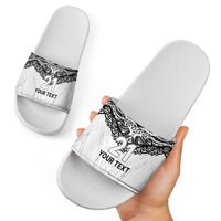 New Zealand Koru Fern Custom Slide Sandals Simple Taniko Motif - Polynesian Pride