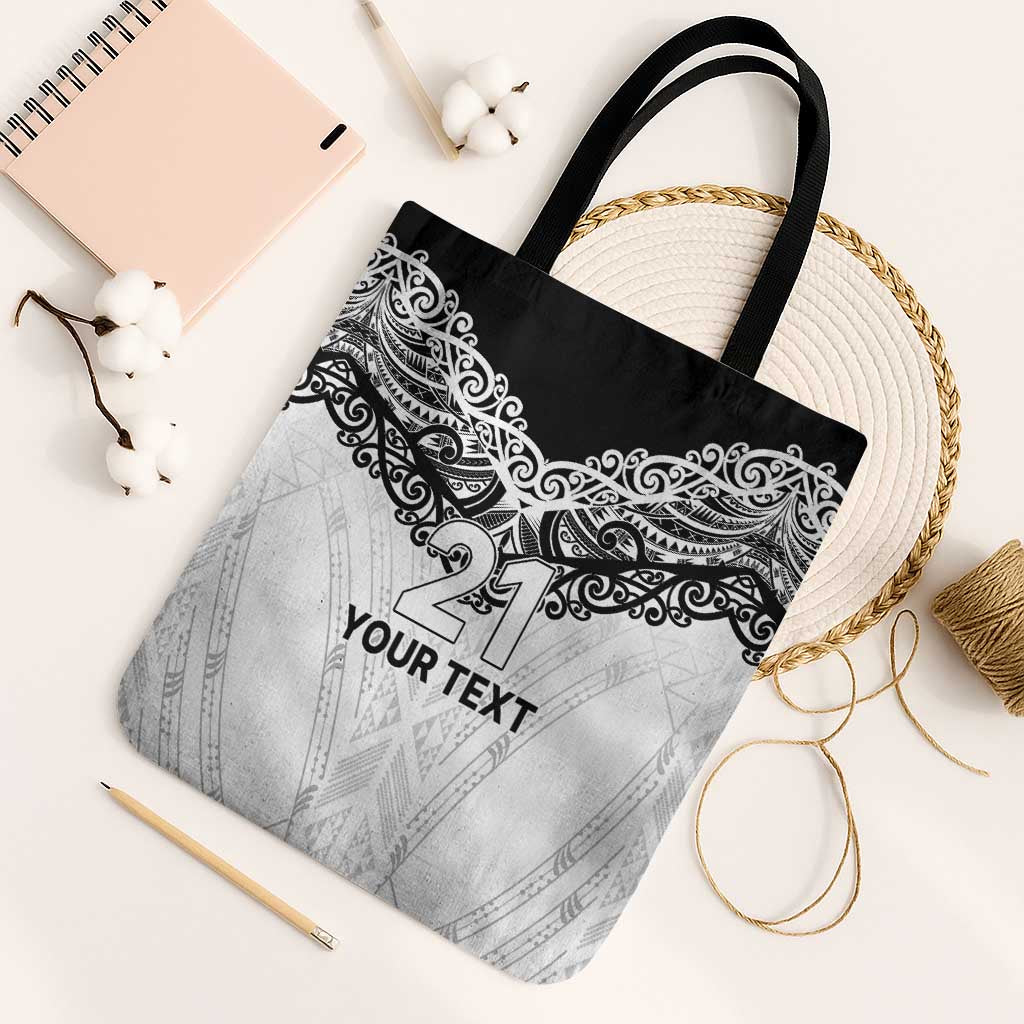 New Zealand Koru Fern Custom Tote Bag Simple Taniko Motif - Polynesian Pride