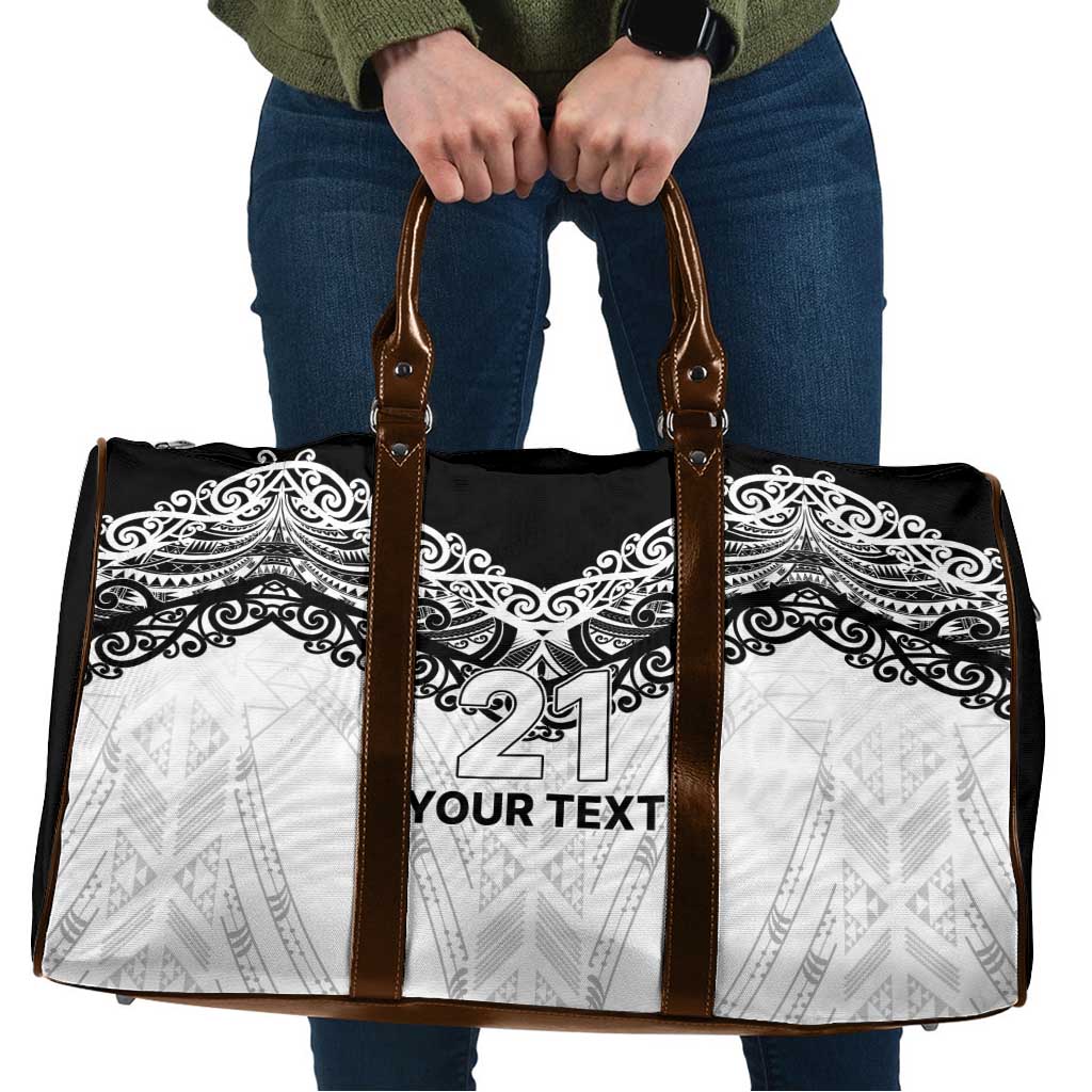 New Zealand Koru Fern Custom Travel Bag Simple Taniko Motif - Polynesian Pride