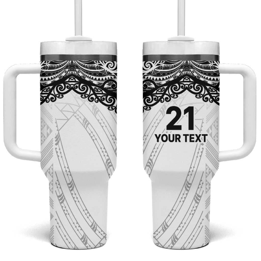 New Zealand Koru Fern Custom Tumbler With Handle Simple Taniko Motif