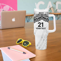 New Zealand Koru Fern Custom Tumbler With Handle Simple Taniko Motif