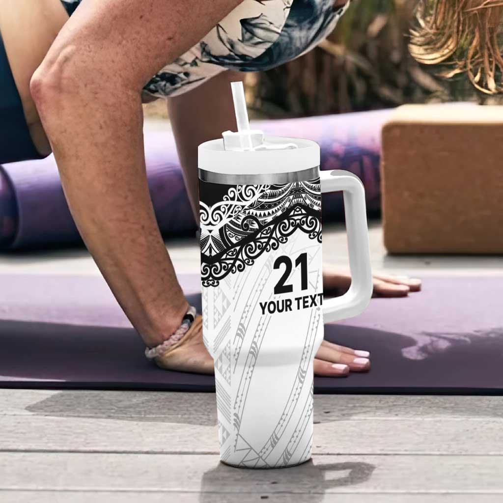 New Zealand Koru Fern Custom Tumbler With Handle Simple Taniko Motif