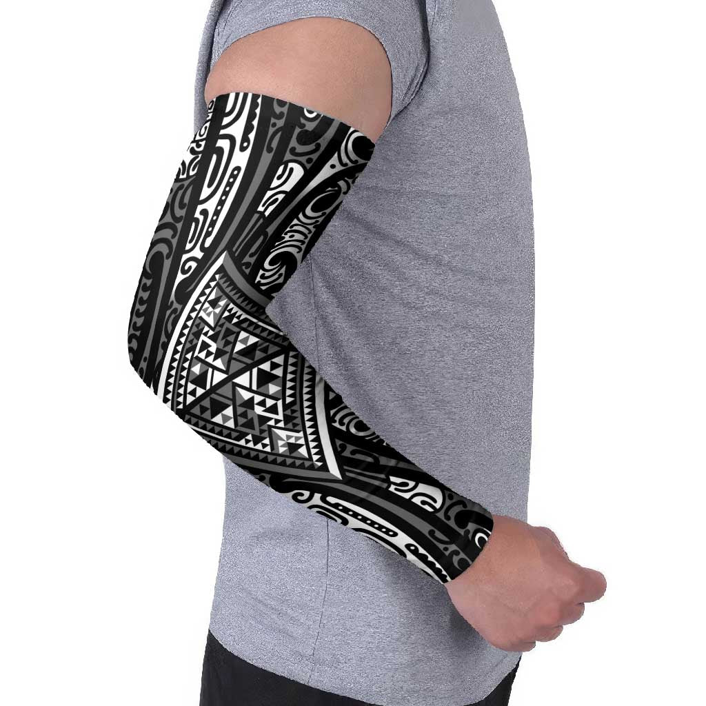New Zealand Maori Taniko Arm Sleeves Black Kowhaiwhai Puhoro - Polynesian Pride