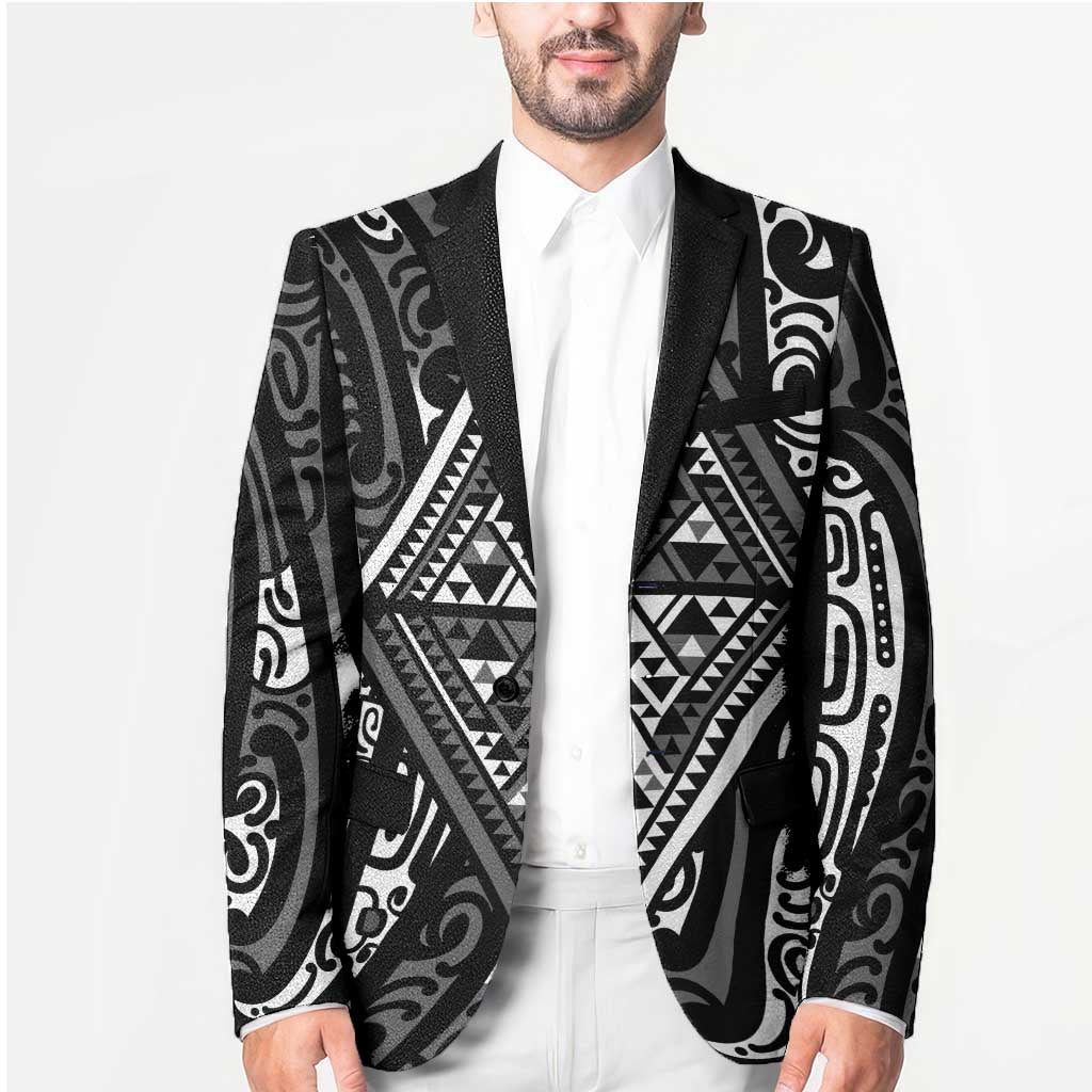 New Zealand Maori Taniko Blazer Black Kowhaiwhai Puhoro - Polynesian Pride