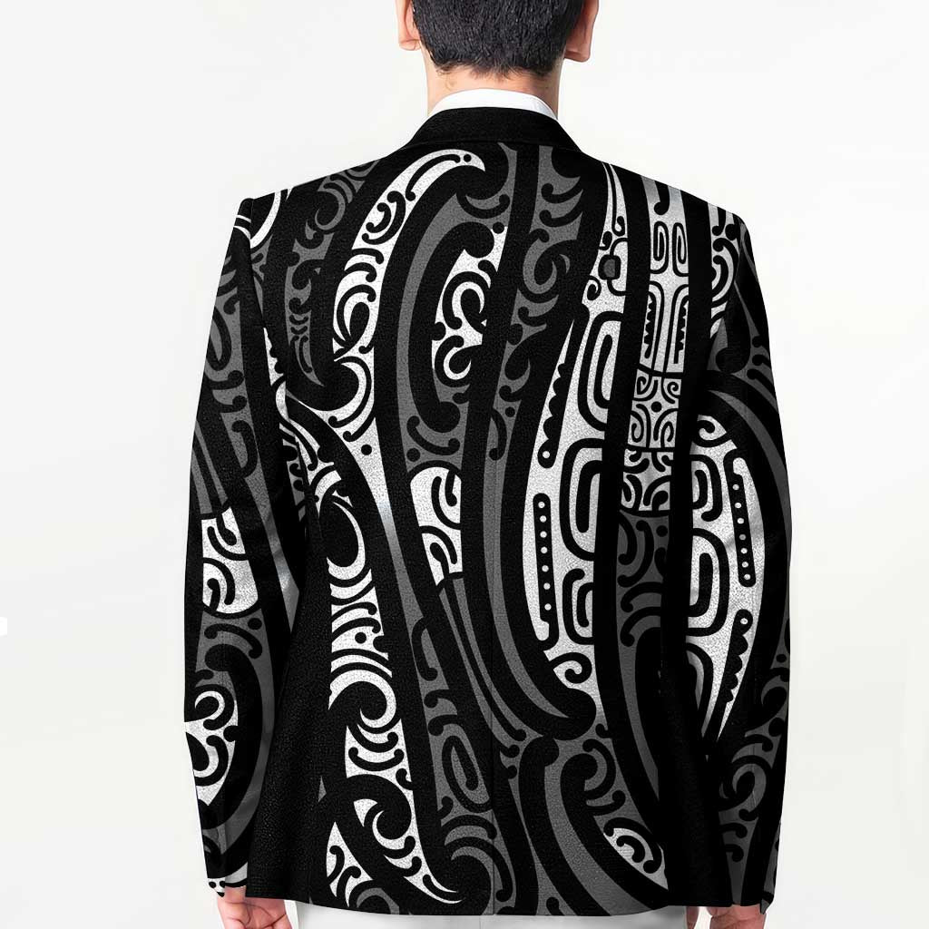 New Zealand Maori Taniko Blazer Black Kowhaiwhai Puhoro - Polynesian Pride