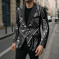 New Zealand Maori Taniko Blazer Black Kowhaiwhai Puhoro - Polynesian Pride
