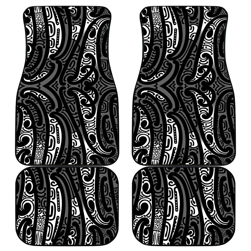 New Zealand Maori Taniko Car Mats Black Kowhaiwhai Puhoro