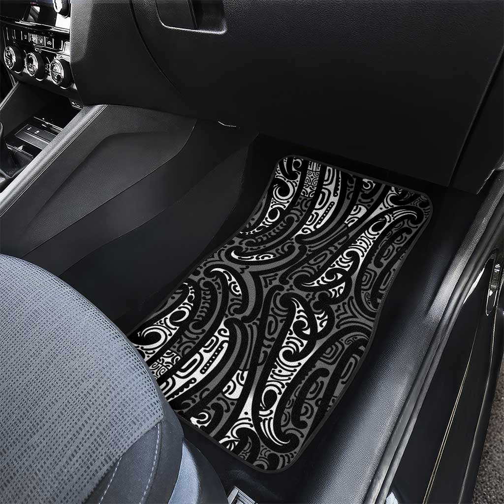 New Zealand Maori Taniko Car Mats Black Kowhaiwhai Puhoro