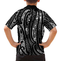 New Zealand Maori Taniko Family Matching Long Sleeve Bodycon Dress and Hawaiian Shirt Black Kowhaiwhai Puhoro