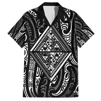 New Zealand Maori Taniko Family Matching Long Sleeve Bodycon Dress and Hawaiian Shirt Black Kowhaiwhai Puhoro