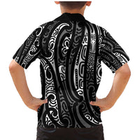 New Zealand Maori Taniko Family Matching Mermaid Dress and Hawaiian Shirt Black Kowhaiwhai Puhoro