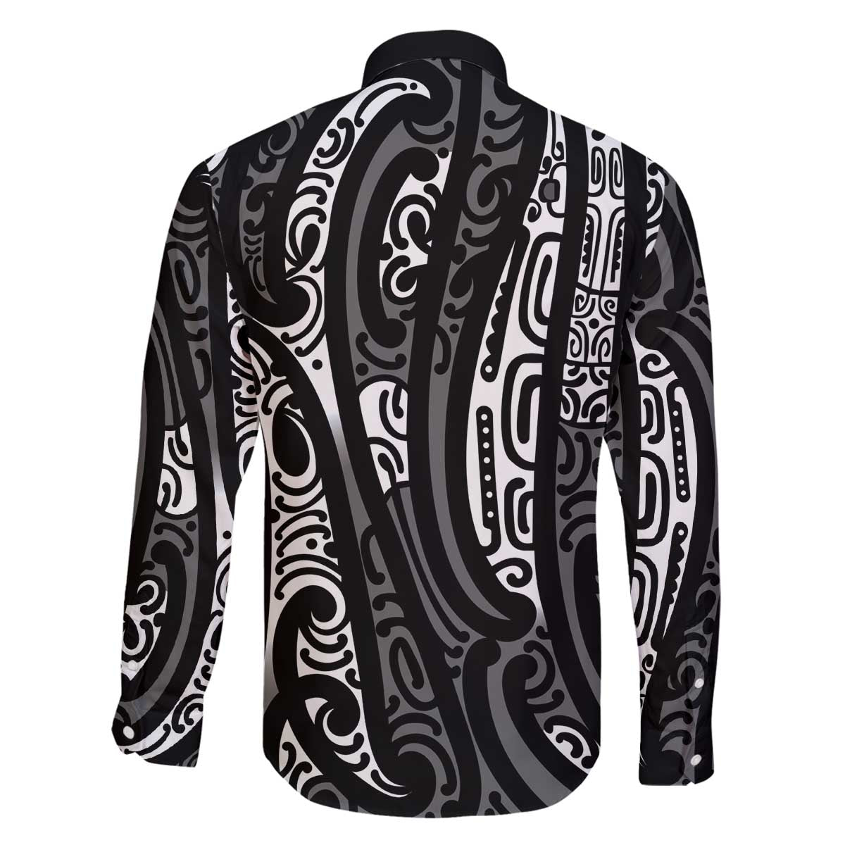 New Zealand Maori Taniko Family Matching Off The Shoulder Long Sleeve Dress and Hawaiian Shirt Black Kowhaiwhai Puhoro