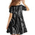 New Zealand Maori Taniko Family Matching Off Shoulder Maxi Dress and Hawaiian Shirt Black Kowhaiwhai Puhoro