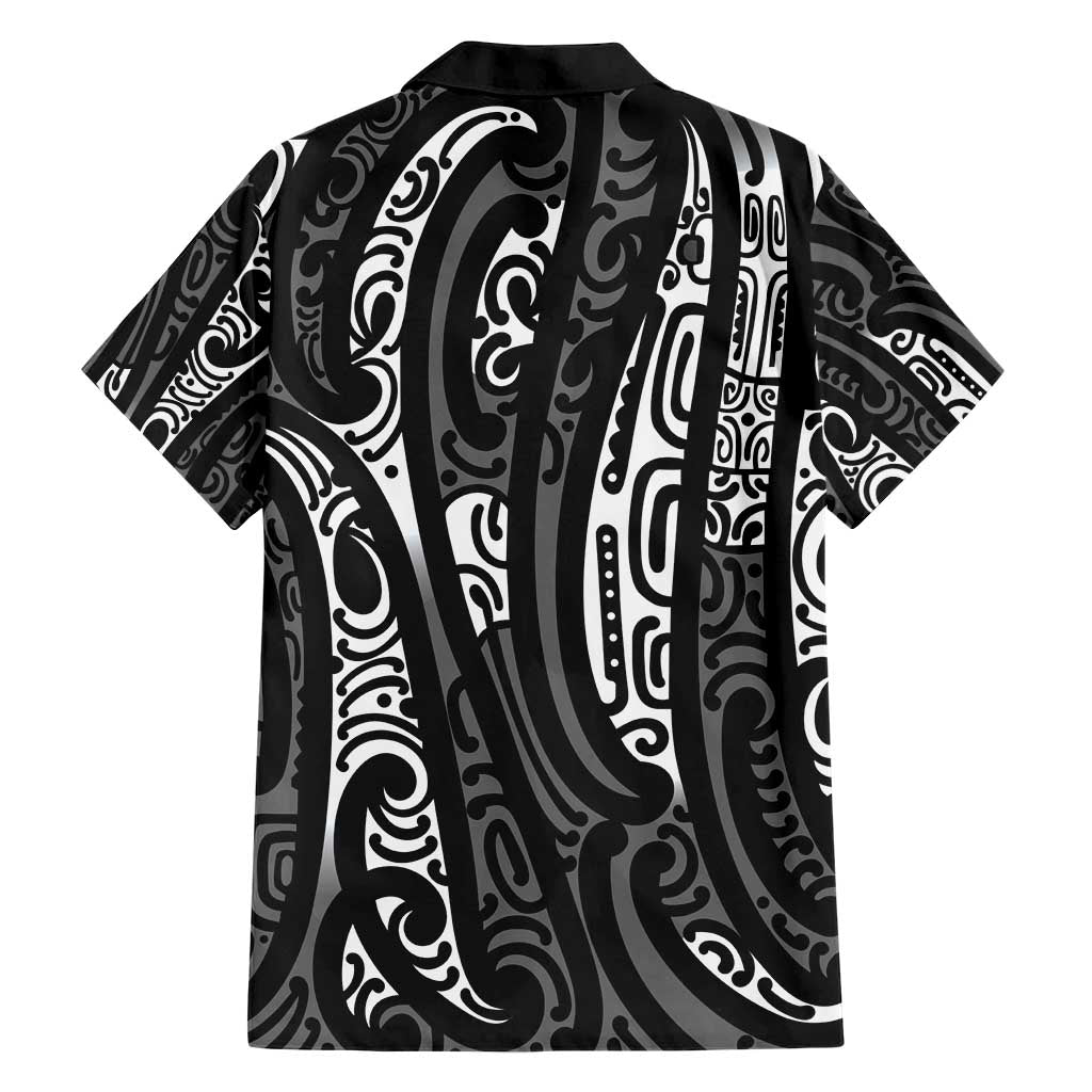 New Zealand Maori Taniko Family Matching Short Sleeve Bodycon Dress and Hawaiian Shirt Black Kowhaiwhai Puhoro
