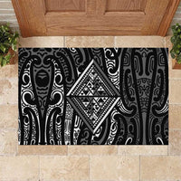 New Zealand Maori Taniko Rubber Doormat Black Kowhaiwhai Puhoro