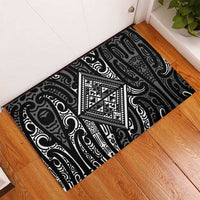 New Zealand Maori Taniko Rubber Doormat Black Kowhaiwhai Puhoro