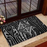 New Zealand Maori Taniko Rubber Doormat Black Kowhaiwhai Puhoro