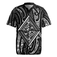 New Zealand Maori Taniko Rugby Jersey Black Kowhaiwhai Puhoro