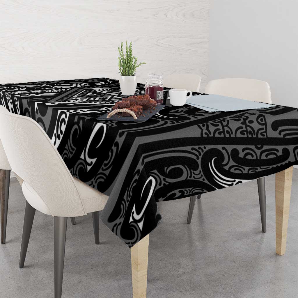 New Zealand Maori Taniko Tablecloth Black Kowhaiwhai Puhoro