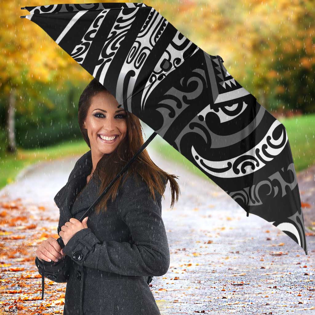 New Zealand Maori Taniko Umbrella Black Kowhaiwhai Puhoro - Polynesian Pride