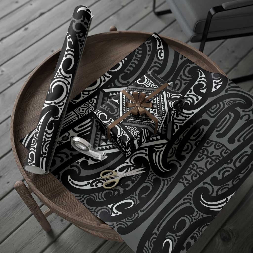 New Zealand Maori Taniko Wrapping Paper Black Kowhaiwhai Puhoro - Polynesian Pride