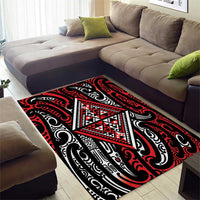 New Zealand Maori Taniko Area Rug Red Kowhaiwhai Puhoro