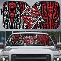 New Zealand Maori Taniko Auto Sun Shade Red Kowhaiwhai Puhoro - Polynesian Pride