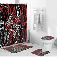 New Zealand Maori Taniko Bathroom Set Red Kowhaiwhai Puhoro - Polynesian Pride