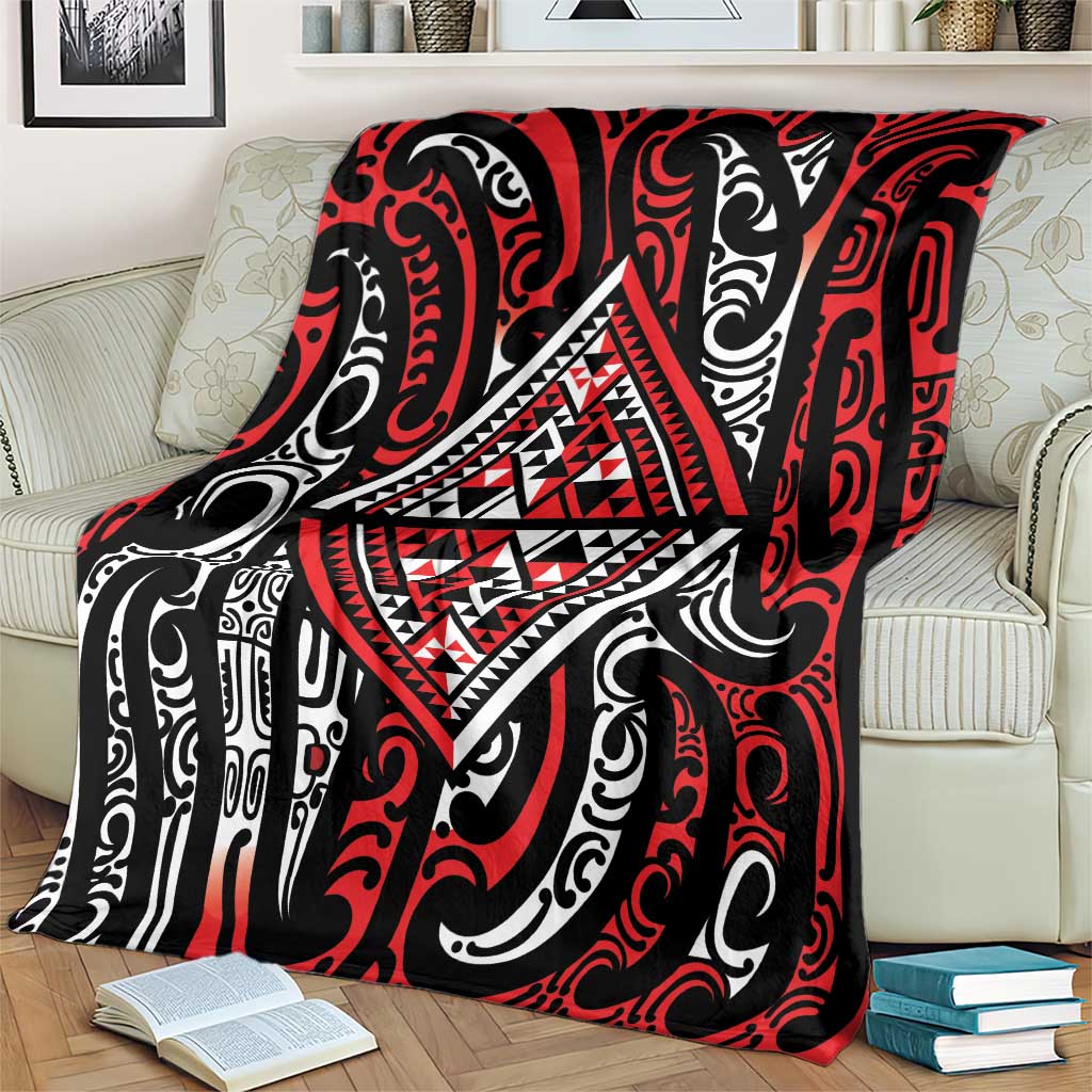 New Zealand Maori Taniko Blanket Red Kowhaiwhai Puhoro