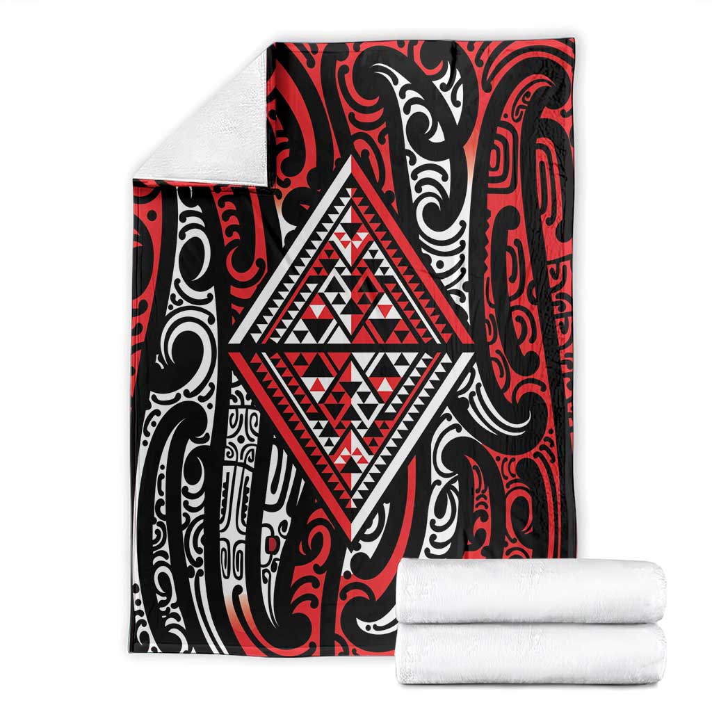 New Zealand Maori Taniko Blanket Red Kowhaiwhai Puhoro
