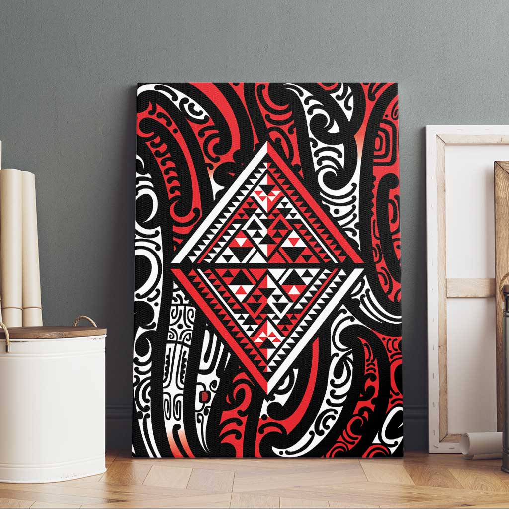 New Zealand Maori Taniko Canvas Wall Art Red Kowhaiwhai Puhoro