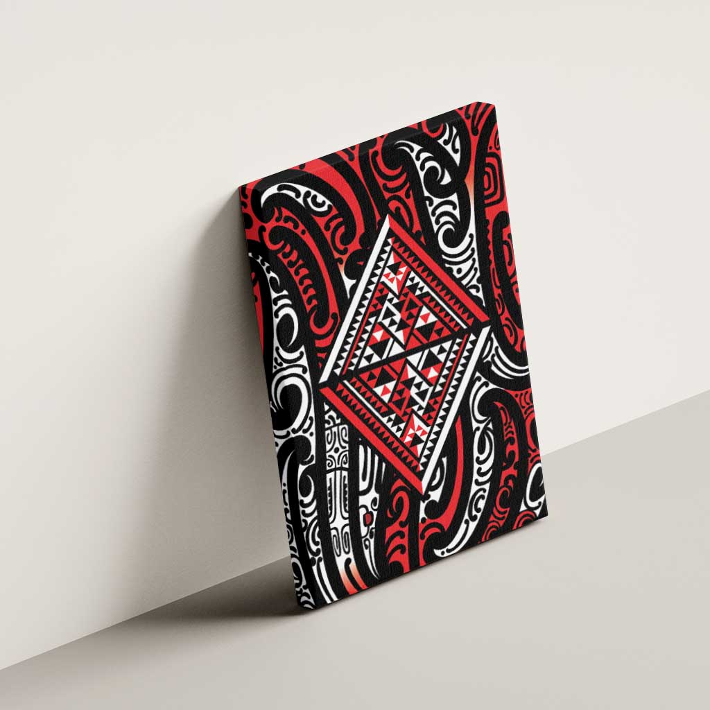 New Zealand Maori Taniko Canvas Wall Art Red Kowhaiwhai Puhoro