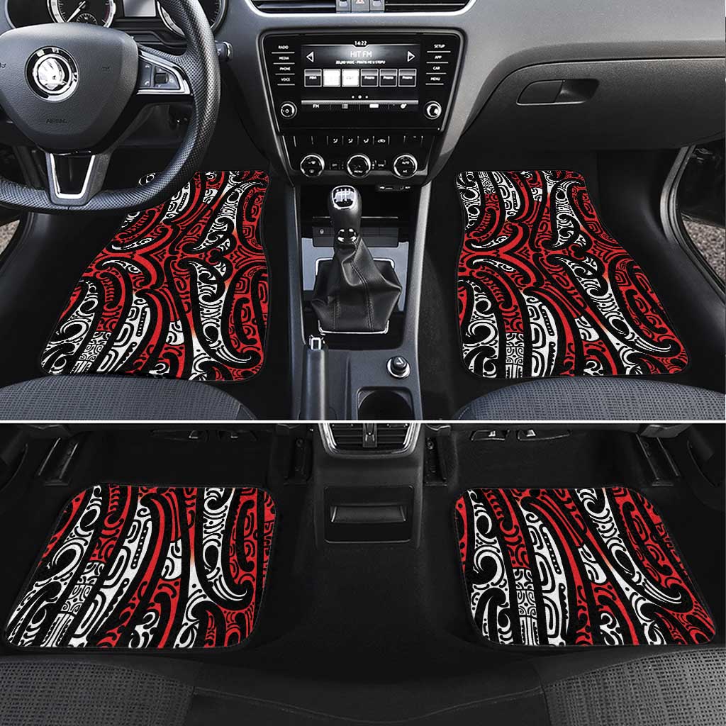 New Zealand Maori Taniko Car Mats Red Kowhaiwhai Puhoro