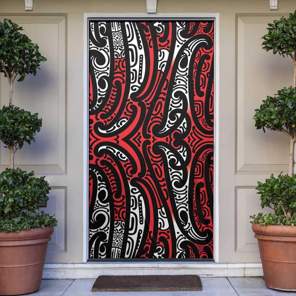 New Zealand Maori Taniko Door Cover Red Kowhaiwhai Puhoro - Polynesian Pride
