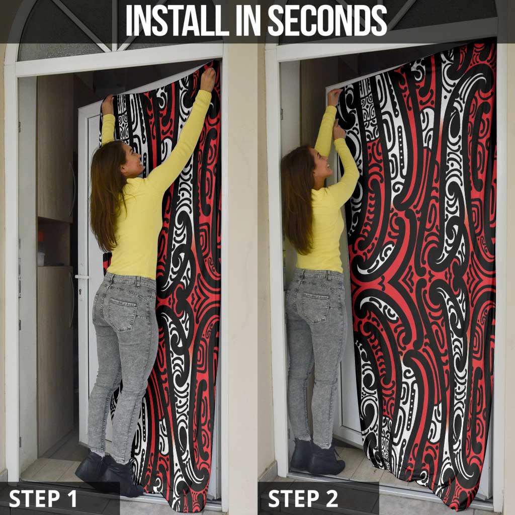 New Zealand Maori Taniko Door Cover Red Kowhaiwhai Puhoro - Polynesian Pride