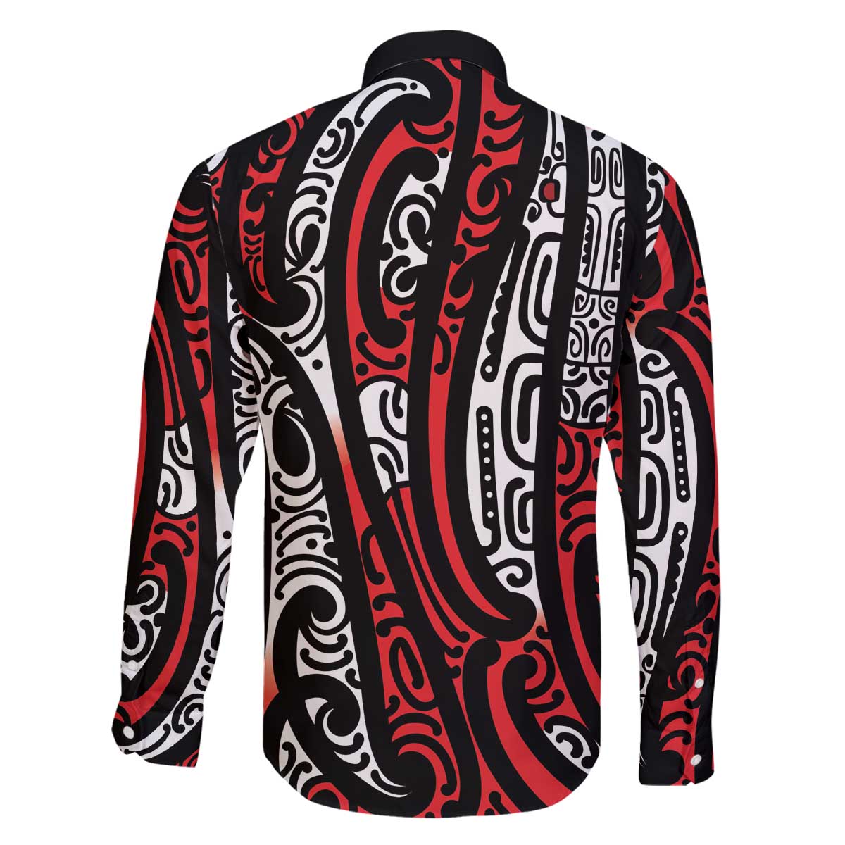New Zealand Maori Taniko Family Matching Off The Shoulder Long Sleeve Dress and Hawaiian Shirt Red Kowhaiwhai Puhoro
