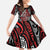 New Zealand Maori Taniko Family Matching Off Shoulder Maxi Dress and Hawaiian Shirt Red Kowhaiwhai Puhoro
