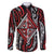 New Zealand Maori Taniko Family Matching Off Shoulder Maxi Dress and Hawaiian Shirt Red Kowhaiwhai Puhoro