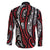 New Zealand Maori Taniko Family Matching Off Shoulder Maxi Dress and Hawaiian Shirt Red Kowhaiwhai Puhoro