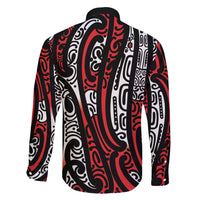 New Zealand Maori Taniko Family Matching Short Sleeve Bodycon Dress and Hawaiian Shirt Red Kowhaiwhai Puhoro