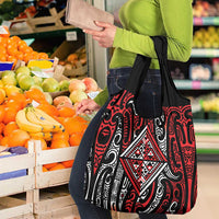 New Zealand Maori Taniko Grocery Bag Red Kowhaiwhai Puhoro