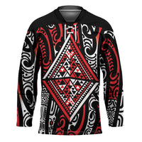 New Zealand Maori Taniko Hockey Jersey Red Kowhaiwhai Puhoro - Polynesian Pride