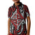 New Zealand Maori Taniko Kid Polo Shirt Red Kowhaiwhai Puhoro