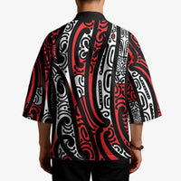 New Zealand Maori Taniko Kimono Red Kowhaiwhai Puhoro - Polynesian Pride