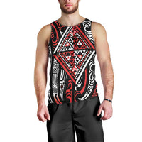 New Zealand Maori Taniko Men Tank Top Red Kowhaiwhai Puhoro