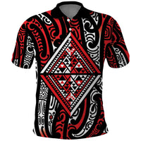 New Zealand Maori Taniko Polo Shirt Red Kowhaiwhai Puhoro