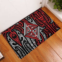 New Zealand Maori Taniko Rubber Doormat Red Kowhaiwhai Puhoro