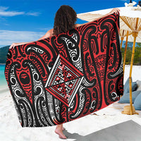 New Zealand Maori Taniko Sarong Red Kowhaiwhai Puhoro