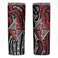 New Zealand Maori Taniko Skinny Tumbler Red Kowhaiwhai Puhoro