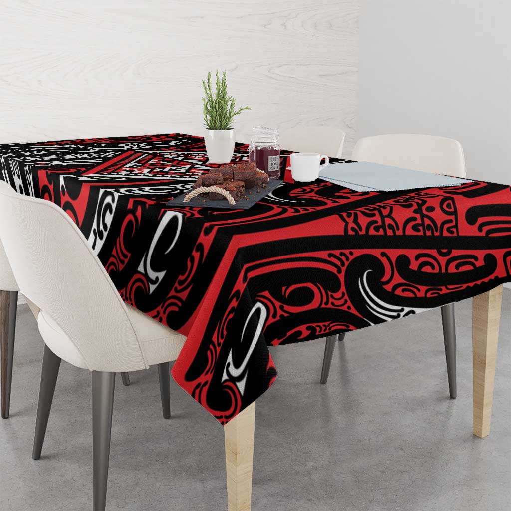 New Zealand Maori Taniko Tablecloth Red Kowhaiwhai Puhoro